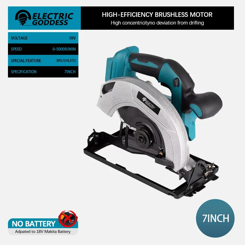 5/7 Inch Brushless Electric Circular Saw 45 Degree Wood Cuttiing Saw Handheld Woodworking Saw Tool For Makita 18V Battery Pin