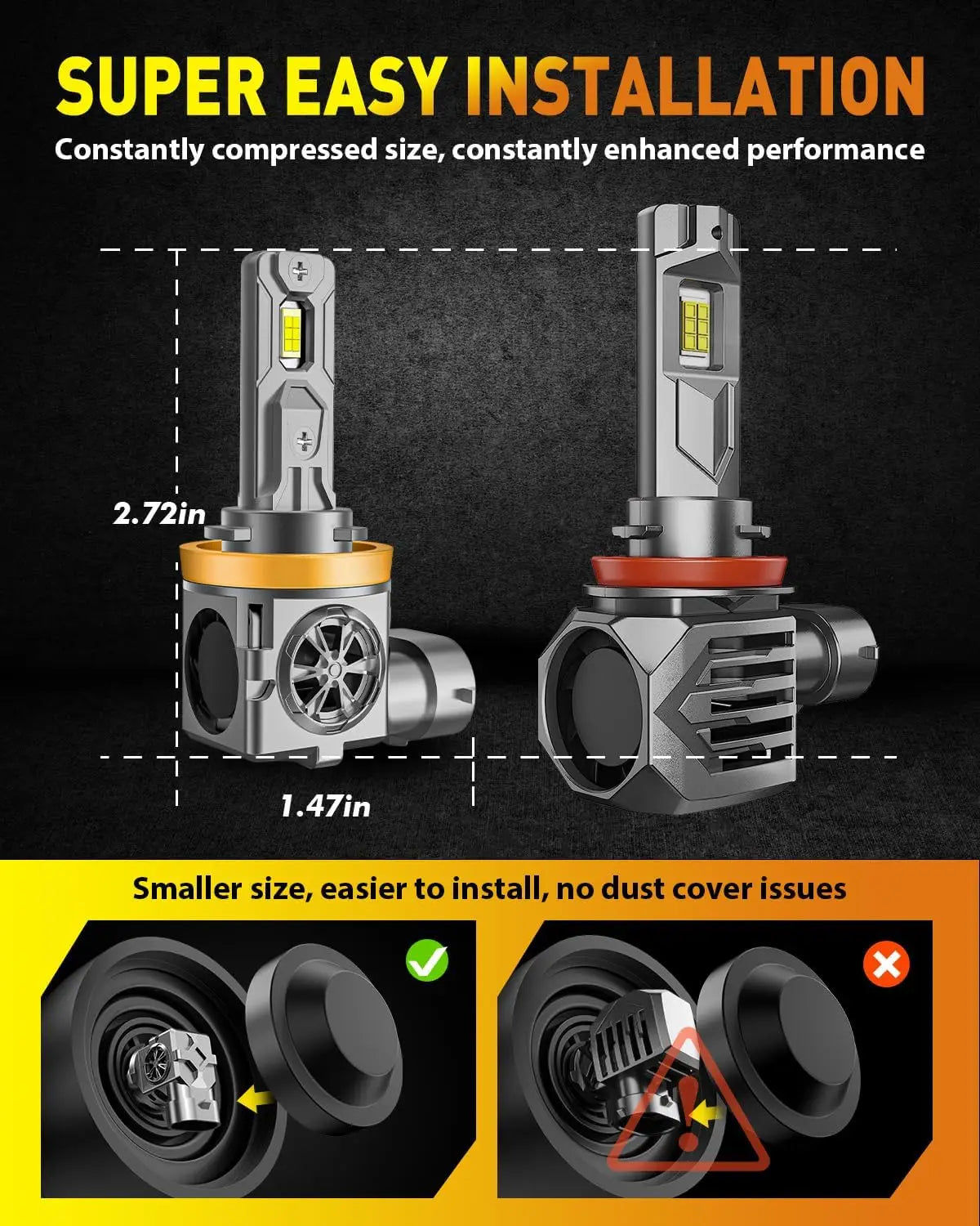 4PCS H11 9005 LED Bulbs Combo,120000LM Ultra-Brightness, 6500K H9 H8 HB3 Driving Light Bulbs with Fan,Off-Road Use or Fog Light