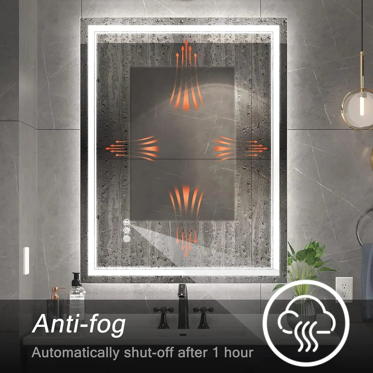 28x36 Inch LED Bathroom Mirror with Front & Backlit Lights, Anti-Fog, Dimmable Memory Function, Tempered Glass