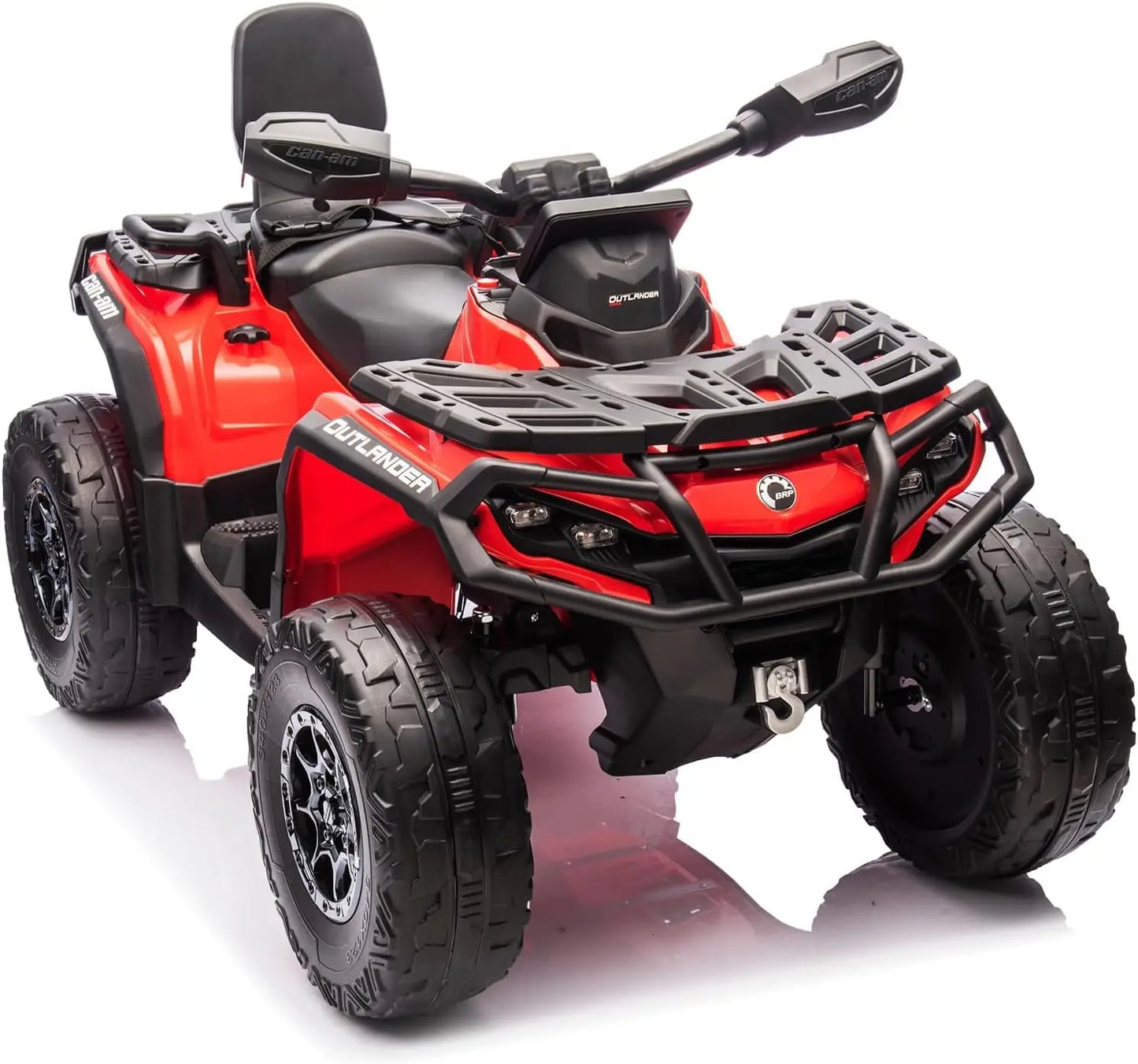 2 Seater Ride On ATV for Kids, 24V Four Wheeler Electric ATV Battery Powered with Leather Seat, Safety Belt Bluetooth 3 Speeds