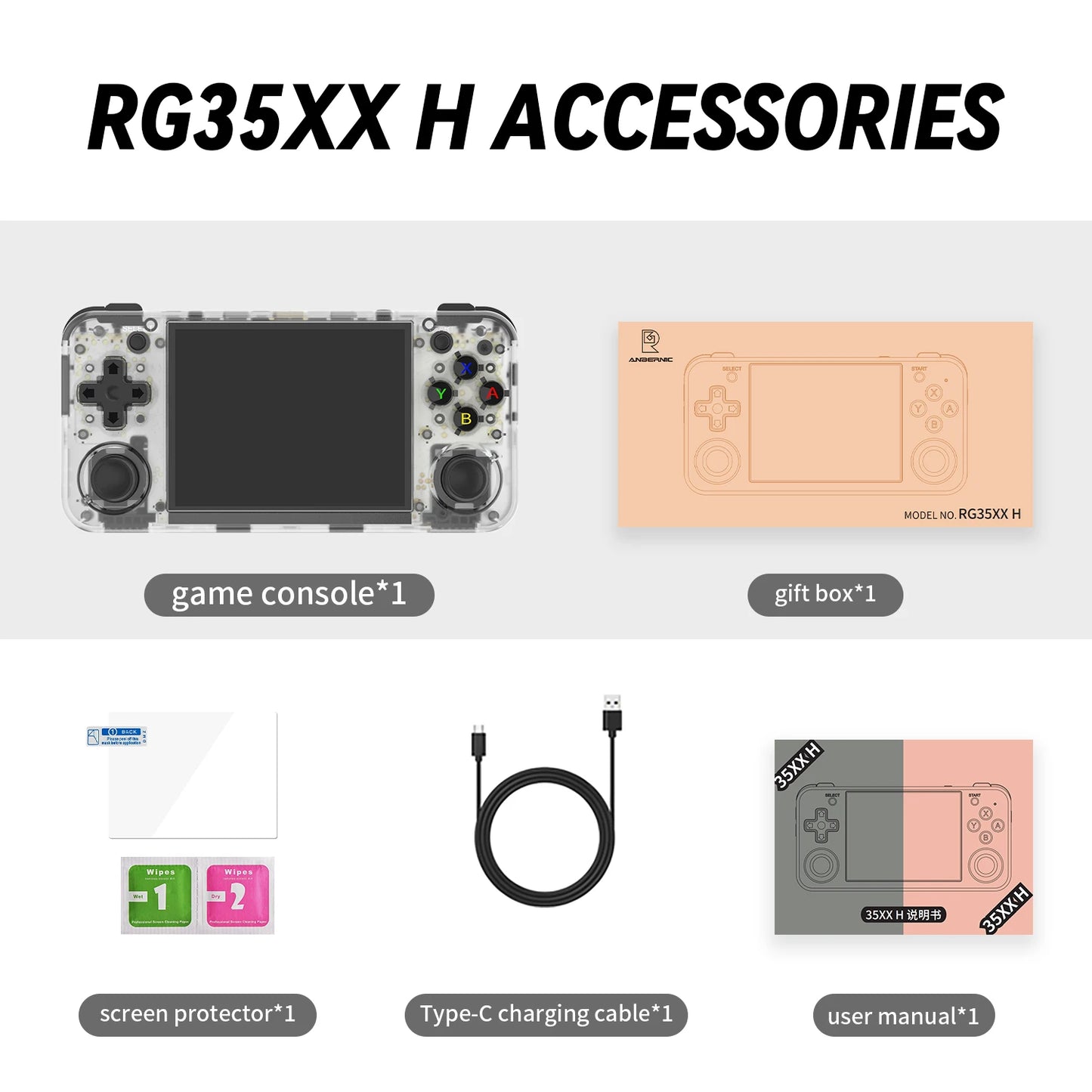 Anbernic RG35XX H Retro Handheld Game Console Dual Joystick Design 3.5" HD Screen High-Capacity Lasts up to 8 Hours 5G WiFi HDMI