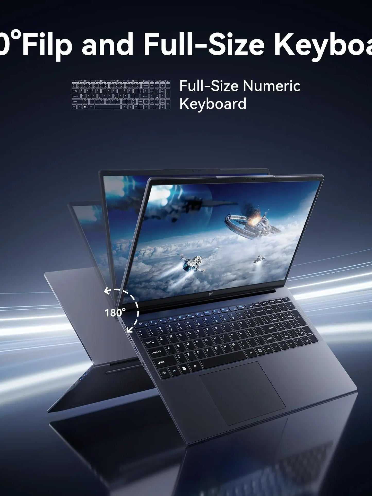 NIPOGI 17.3" Laptop FHD 1920×1080 Display, 16GB RAM 512GB SSD Laptop, Windows 11 Laptops Computer, HDMI, Type-C, USB3.2,Light&Th
