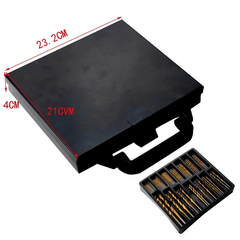 99 Pcs Titanium Coated Twist Drill Bit Set, 4241 HSS 135° Tip Metric Drill Bits Size From 1.5-10mm For Metalworking, Woodworking