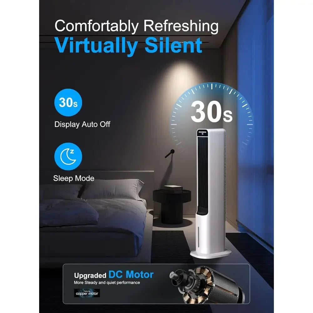 3-IN-1 Evaporative Air Cooler, Cooling Fans that Blow Cold Air with 120° Oscillation, 12H Timer, 3 Speeds, Portable Swamp Cooler