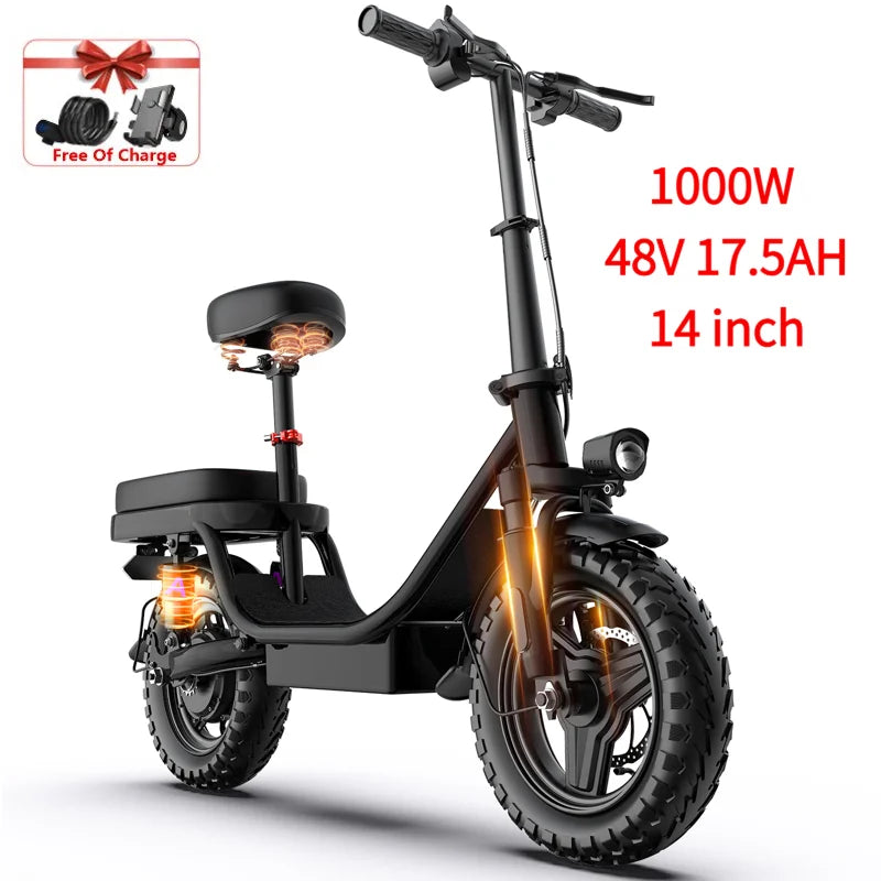 Electric Bike 14 26 Inch 1000w 48v 10ah 15ah 17.5ah Aluminum Alloy,adjustable Front Brake Seat Cheap Electric Bicycles For Adult