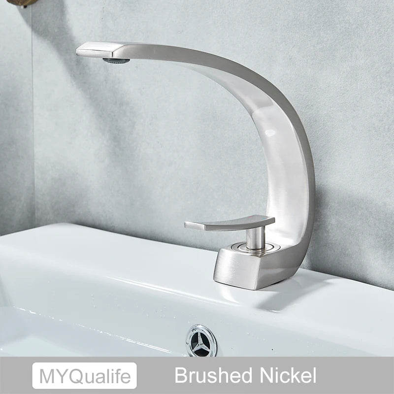 Chrome Basin Faucet  Washing Basin Mixer Deck Mounted Cold and Hot Bathroom Faucet