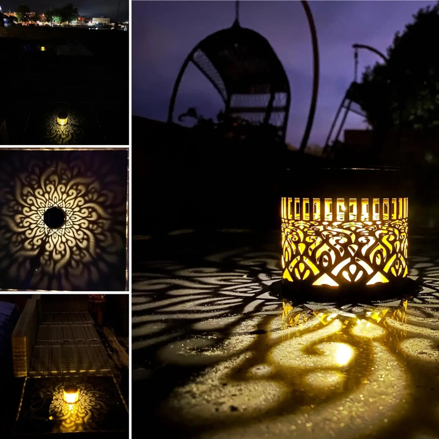 6-Pack Solar Outdoor Lights, Christmas Decor Lights, Mandala Theme IP65 Waterproof Lights For Garden, Terrace, Backyard, Patio
