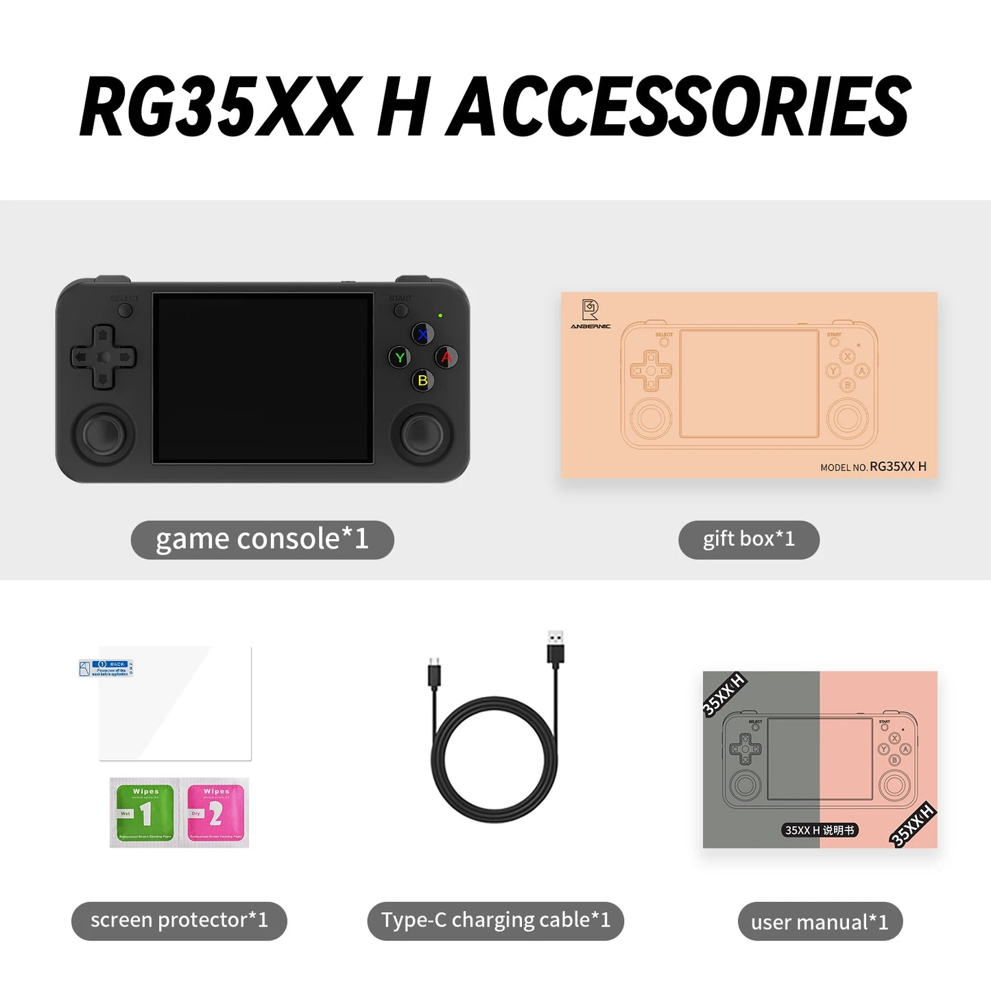 Anbernic RG35XX H Retro Handheld Game Console Dual Joystick Design 3.5" HD Screen High-Capacity Lasts up to 8 Hours 5G WiFi HDMI
