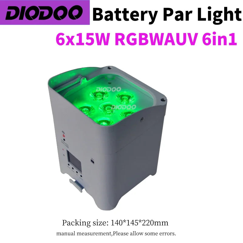 0 TAX 1~8pcs Wireless Battery Powered Par Light 6x18W RGBWAUV 6IN1 Flightcase Remote Control Portable Par LED Stage Effect Light