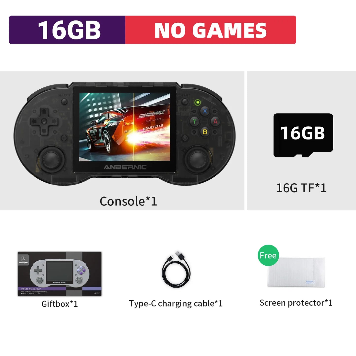 Anbernic RG353P Retro Handheld Video Game Console 3.5-inch IPS Screen Dual OS System RK3566 Bluetooth HD 5G Wifi Games Player