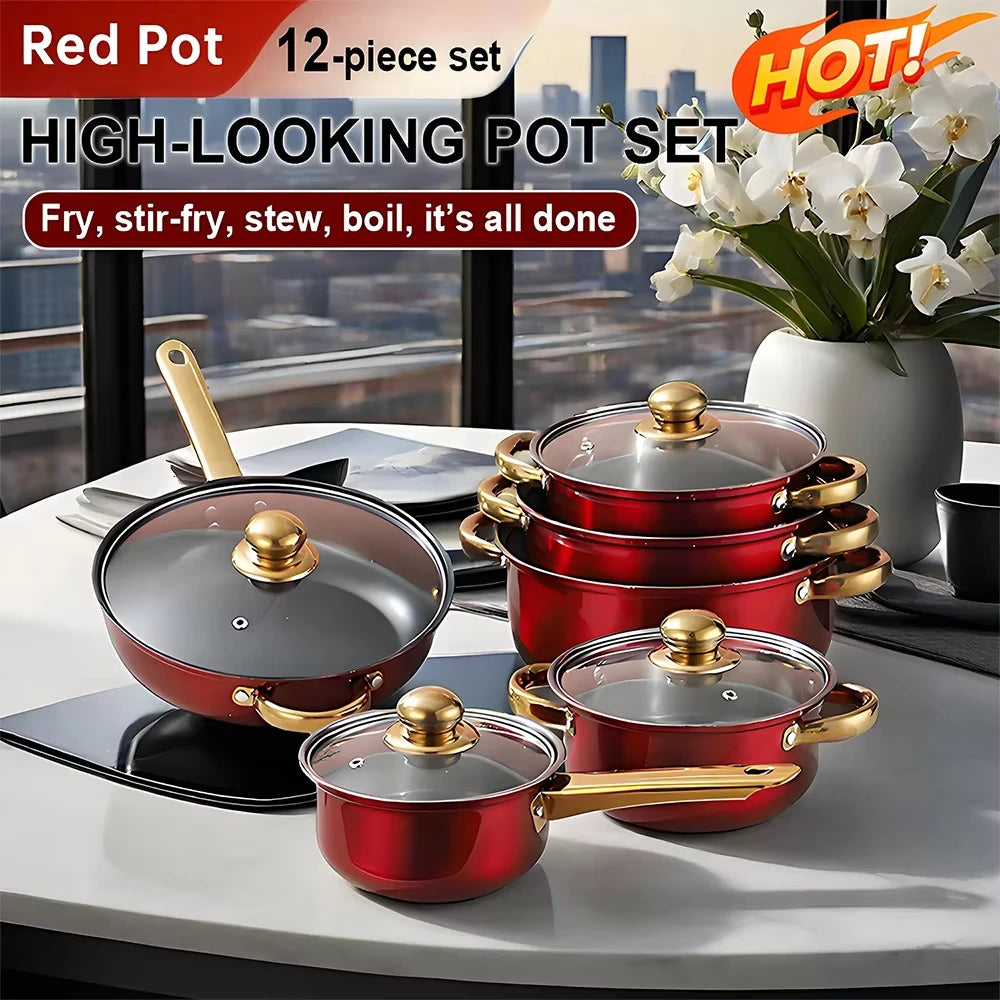 NONED Stainless Steel Cookware Set With Nonstick Pans