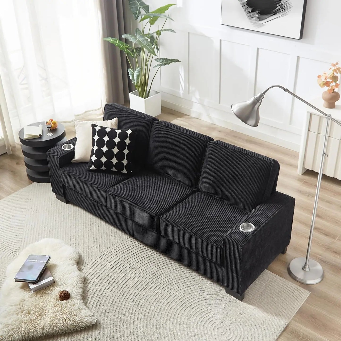 85 inch Grey 3 Seater Couches, Modern Cozy Deep Seat Sofa, Comfy Fluffy Couch for Living Room, Small Couches for, Customized