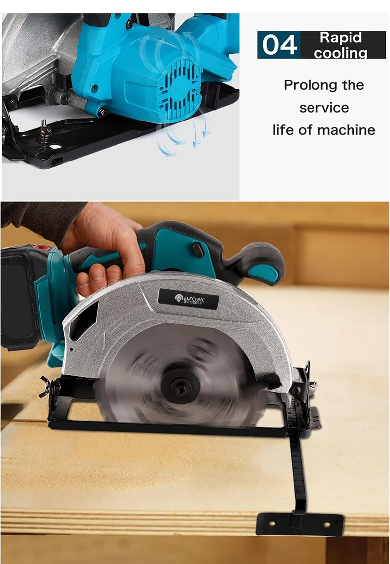 5/7 Inch Brushless Electric Circular Saw 45 Degree Wood Cuttiing Saw Handheld Woodworking Saw Tool For Makita 18V Battery Pin