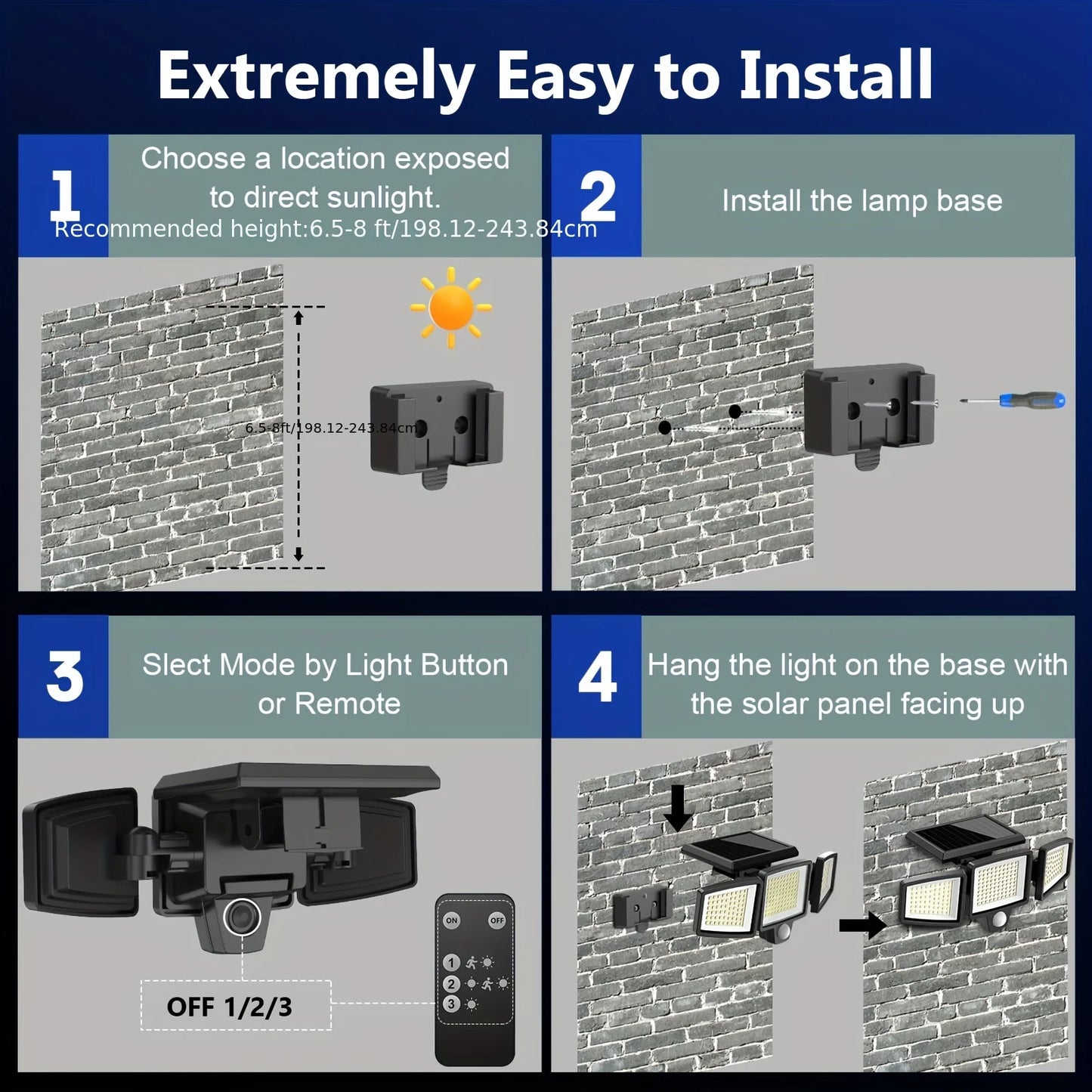 3 Pack Outdoor Solar Lights, 2800LM，1400mAh battery capacity,Motion Sensor Security Lights for Porch, Garage, Yard Entrance, Patio