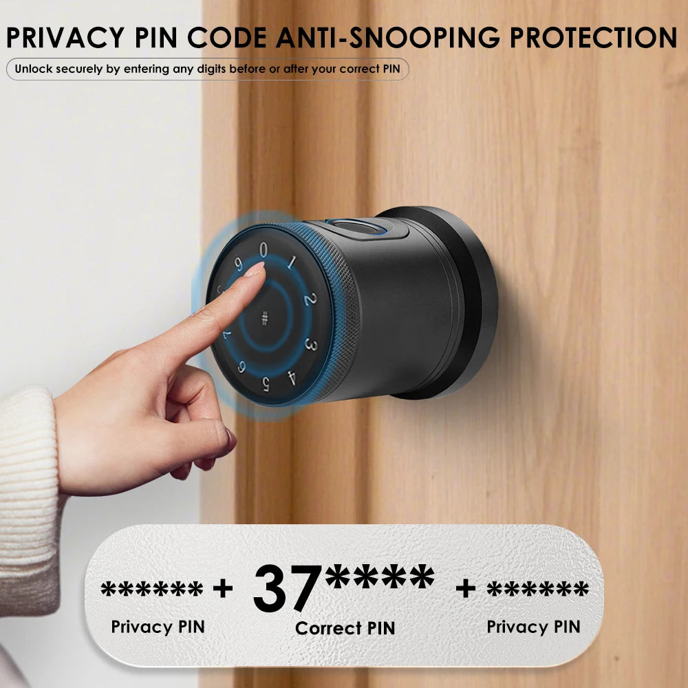 YFK Tuya Smart Life Door Lock CNC anodized aluminum body Knob 5-in-1 Fingerprint Password IC Card APP Bluetooth Unlock Keyless Entry Smart Life Home Security Deadbolt