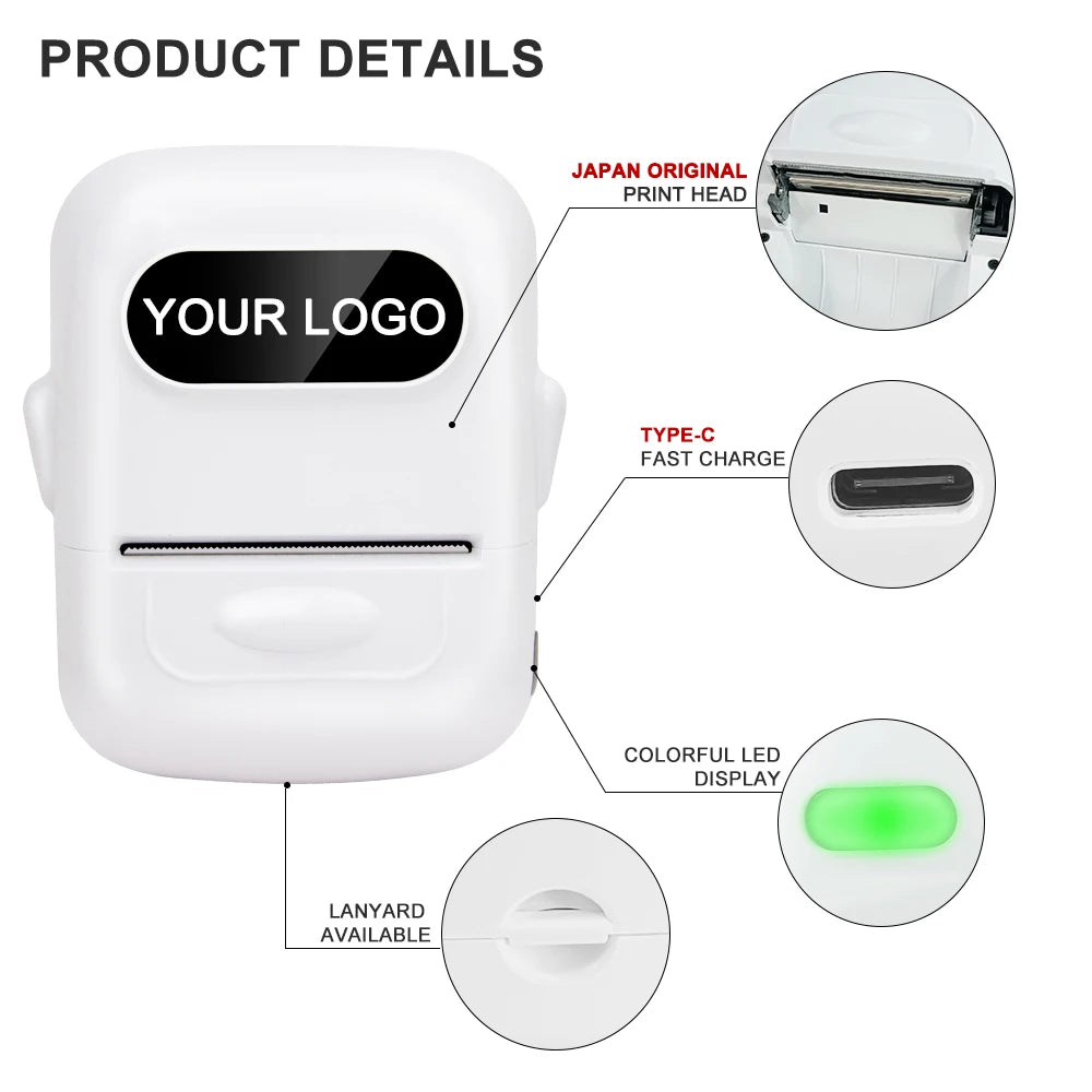 MARKLIFE P50 Mini Portable Bluetooth Thermal Label Printer for Address Clothing Jewelry Retail Barcode Office Compatible Phones