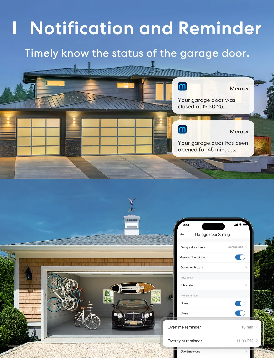 Meross HomeKit Smart WiFi Garage Door Opener MSG100 With Security Alarm Function Remote Control Shipping from US