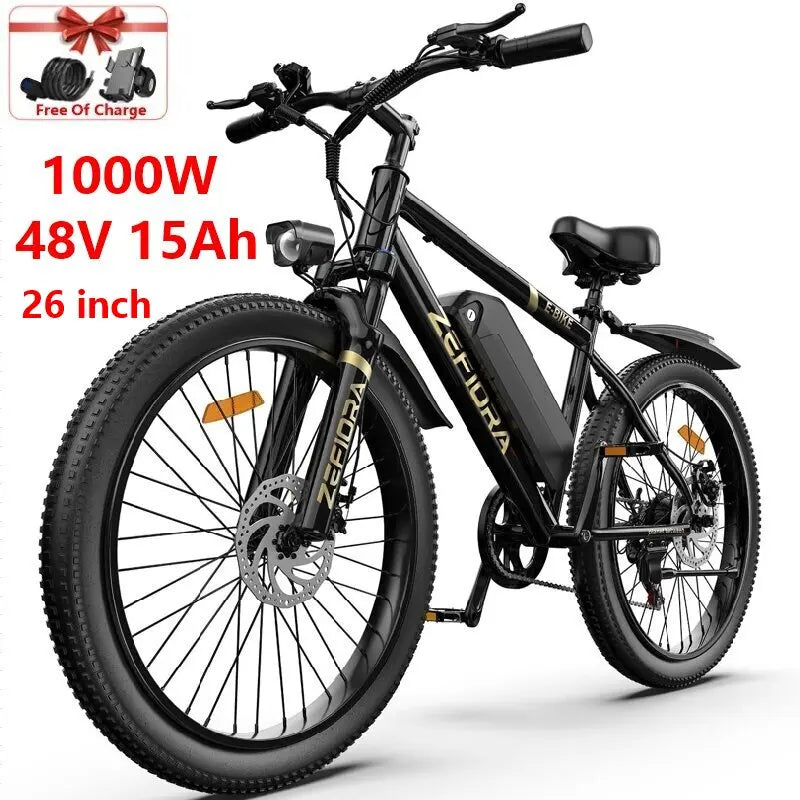 Electric Bike 14 26 Inch 1000w 48v 10ah 15ah 17.5ah Aluminum Alloy,adjustable Front Brake Seat Cheap Electric Bicycles For Adult