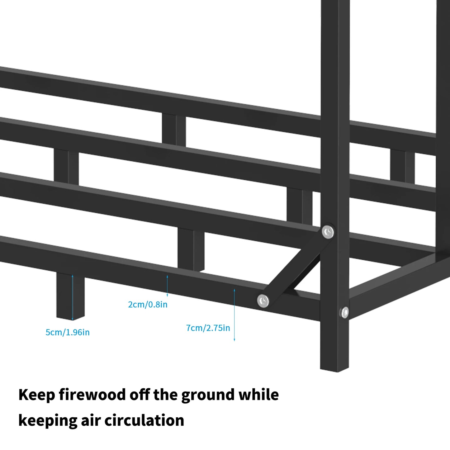 Heavy Duty Tall Metal Firewood Rack Stand with Top Cover Fireplace Wood Storage Stacking Holder for Outdoor Deck, Backyard