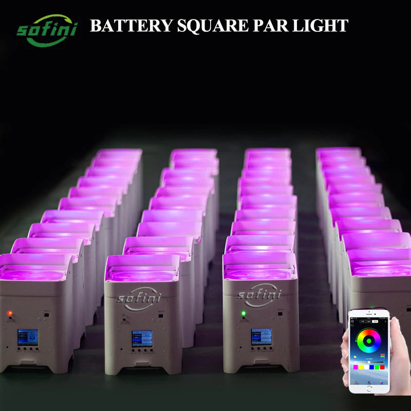 8PCS/ Lot  6x18w Wireless Battery Par With Flight Case RGBWA+UV WIFI APP Control Light For DJ Disco Wedding Stage Lighting