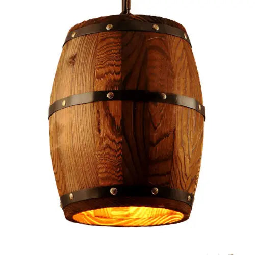 Hanging Vintage Wine Barrel Light Wooden Rustic Old West Cafe Bar Ceiling Lamp
