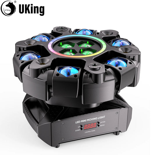 U'King 150W 6-Arm RGBW Beam Moving Head Light With Ring Effect DJ Light DMX Strobe Stage Light For Wedding Live House KTV BarG