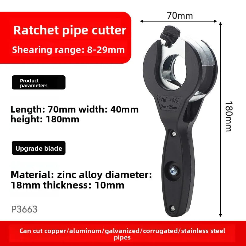 Versatile Ratchet Tube Cutter for Plumbing Repair Cuts Copper Aluminum Iron Stainless Steel PPR PE Pipes Easily Cutter Tool