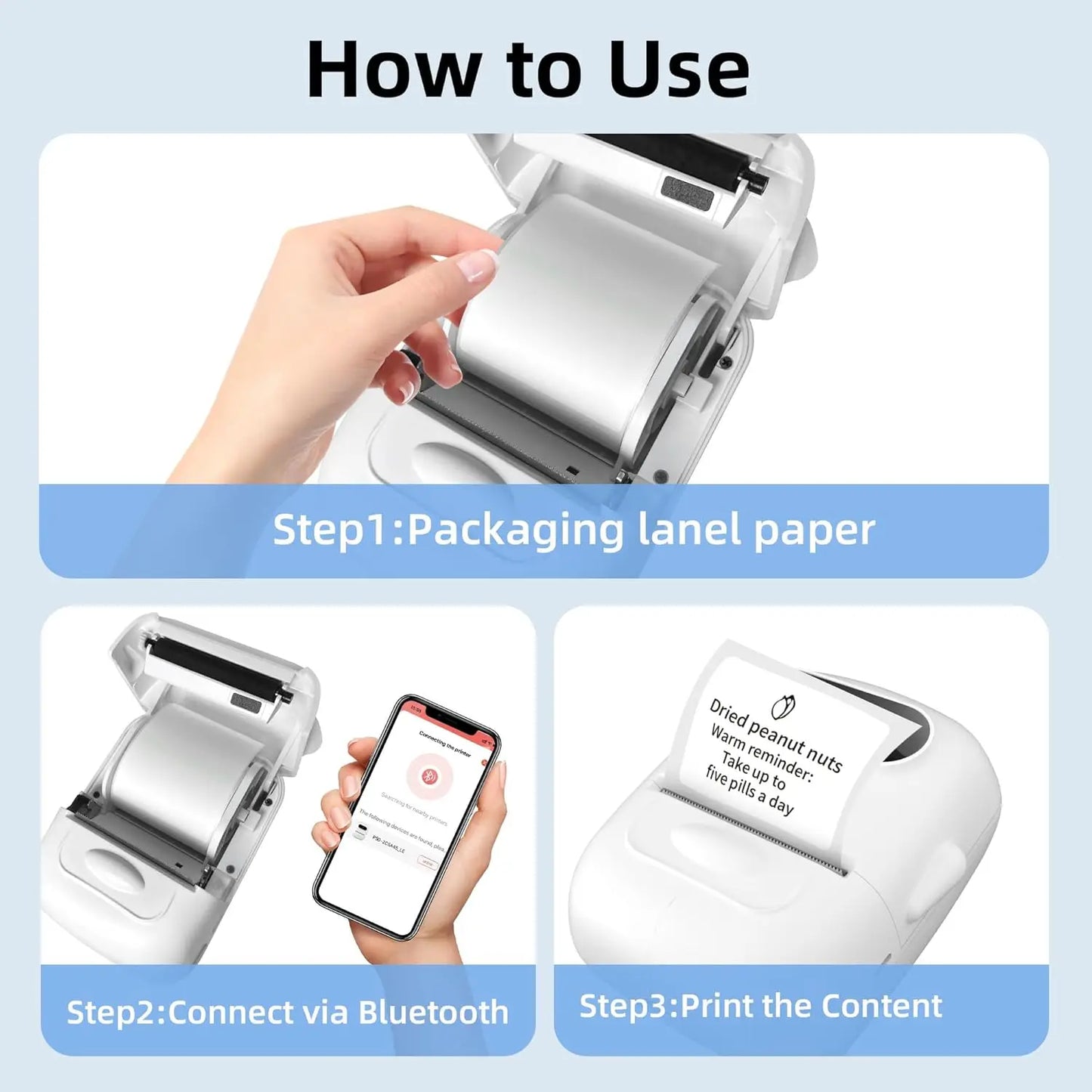 MARKLIFE P50 Mini Portable Bluetooth Thermal Label Printer for Address Clothing Jewelry Retail Barcode Office Compatible Phones