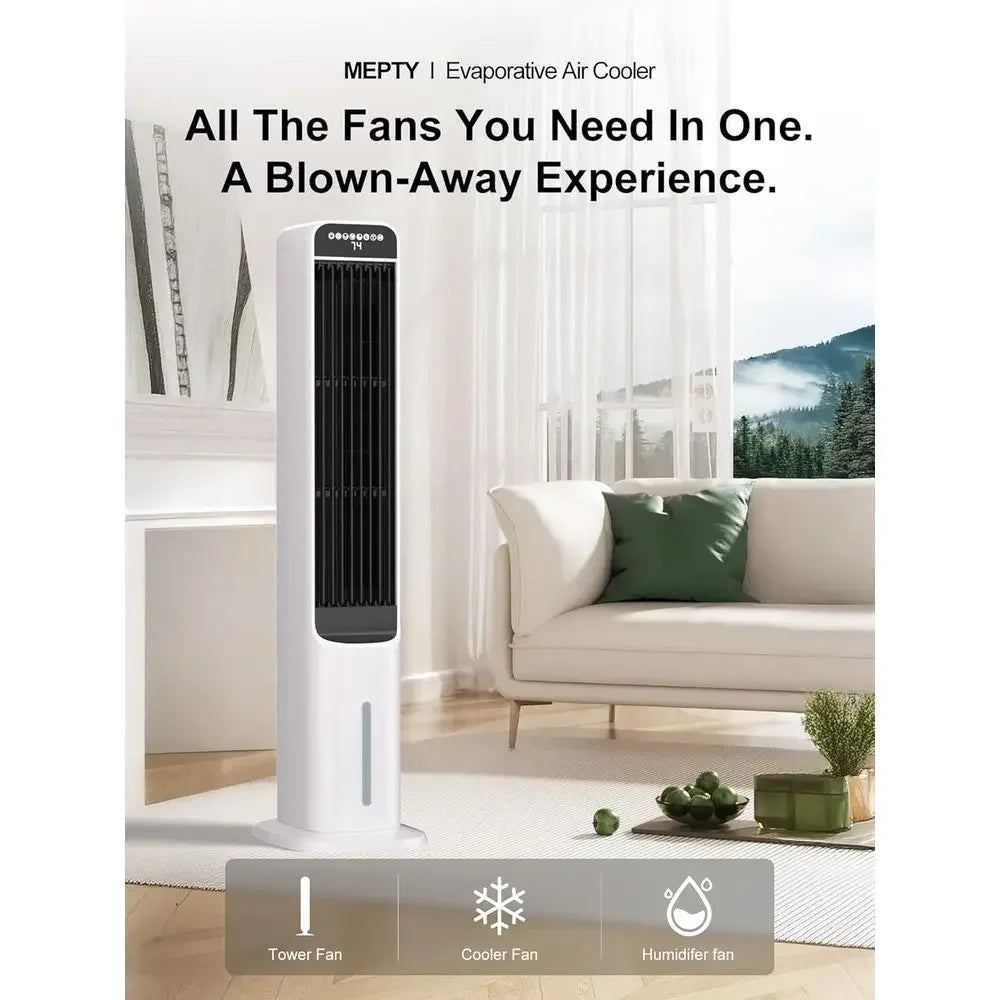 3-IN-1 Evaporative Air Cooler, Cooling Fans that Blow Cold Air with 120° Oscillation, 12H Timer, 3 Speeds, Portable Swamp Cooler