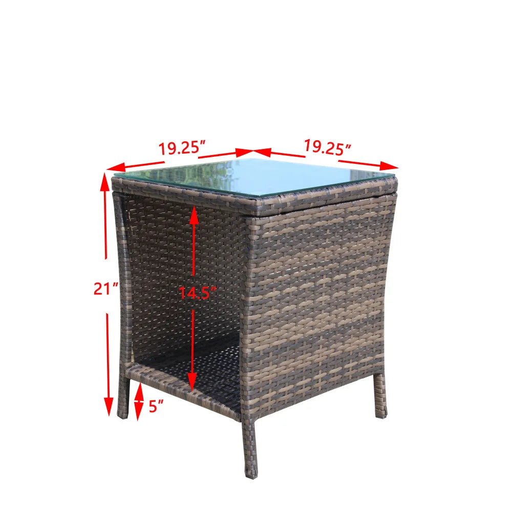 Outdoor Patio Furniture 1 Piece Coffee Table with Clear Tempered Glass for Backyard Lawn Garden Decor