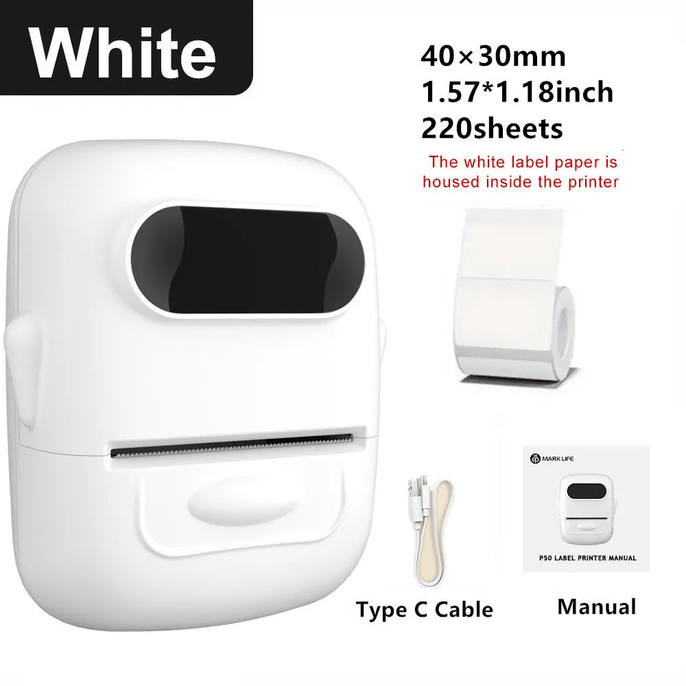 MARKLIFE P50 Mini Portable Bluetooth Thermal Label Printer for Address Clothing Jewelry Retail Barcode Office Compatible Phones