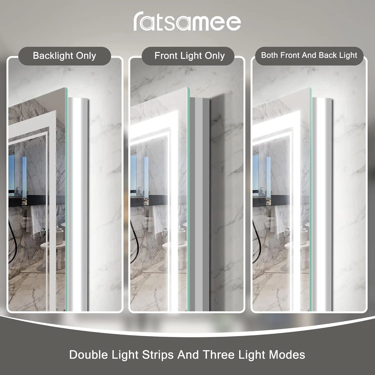 28x36 Inch LED Bathroom Mirror with Front & Backlit Lights, Anti-Fog, Dimmable Memory Function, Tempered Glass
