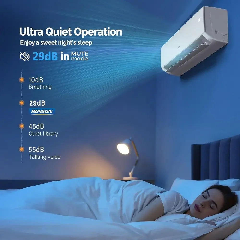 11500 BTU Wifi Enabled Mini Split Air Conditioner & Heater, 17 SEER2 115V Inverter Ductless Wall AC Unit with Pre-Charged Conden