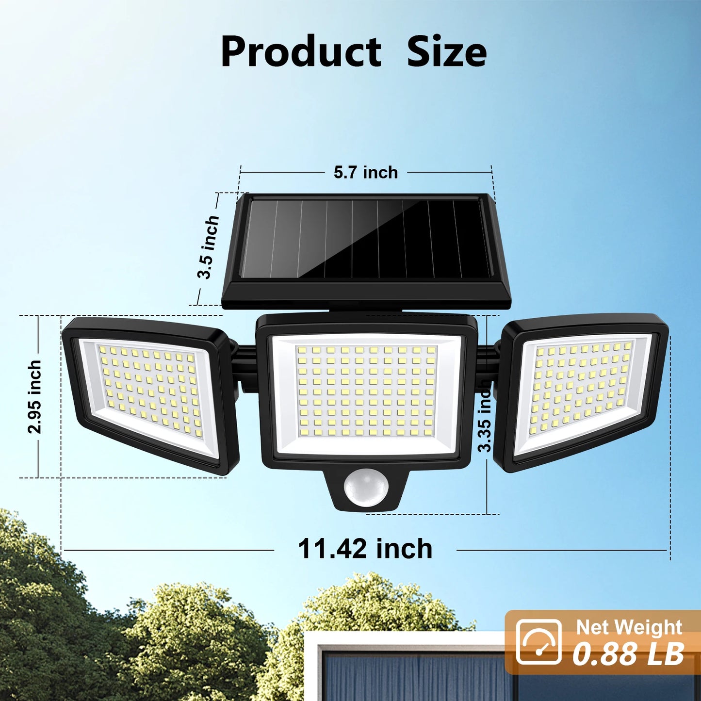 3 Pack Outdoor Solar Lights, 2800LM，1400mAh battery capacity,Motion Sensor Security Lights for Porch, Garage, Yard Entrance, Patio