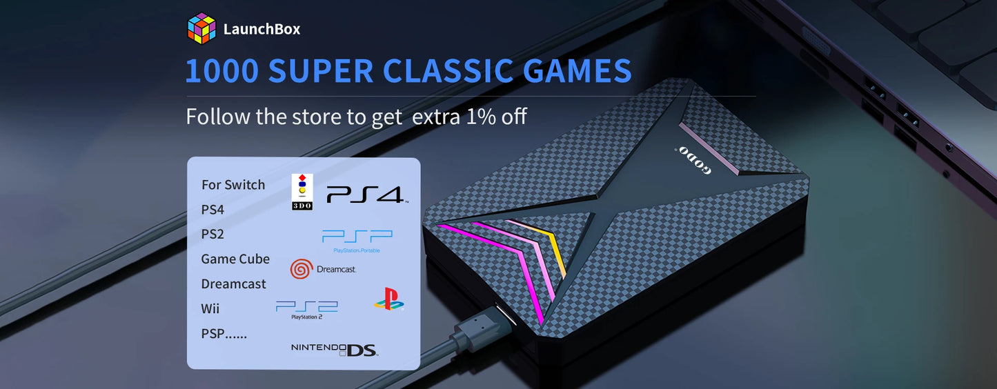 500GB Gaming HDD Launcbox System Emulator Console for PS4/PS3/Switch/PS2/Wii/Wiiu with 3700+ 3D/PC Games for Windows PC/Laptop