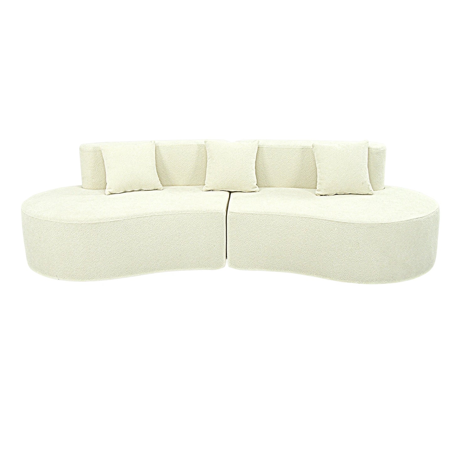 US Modern Curved Couch 4 Seat Minimalist Elegant Half Moon Sofa Compressed Modular Sectional Sofa Home Living Room Cream White