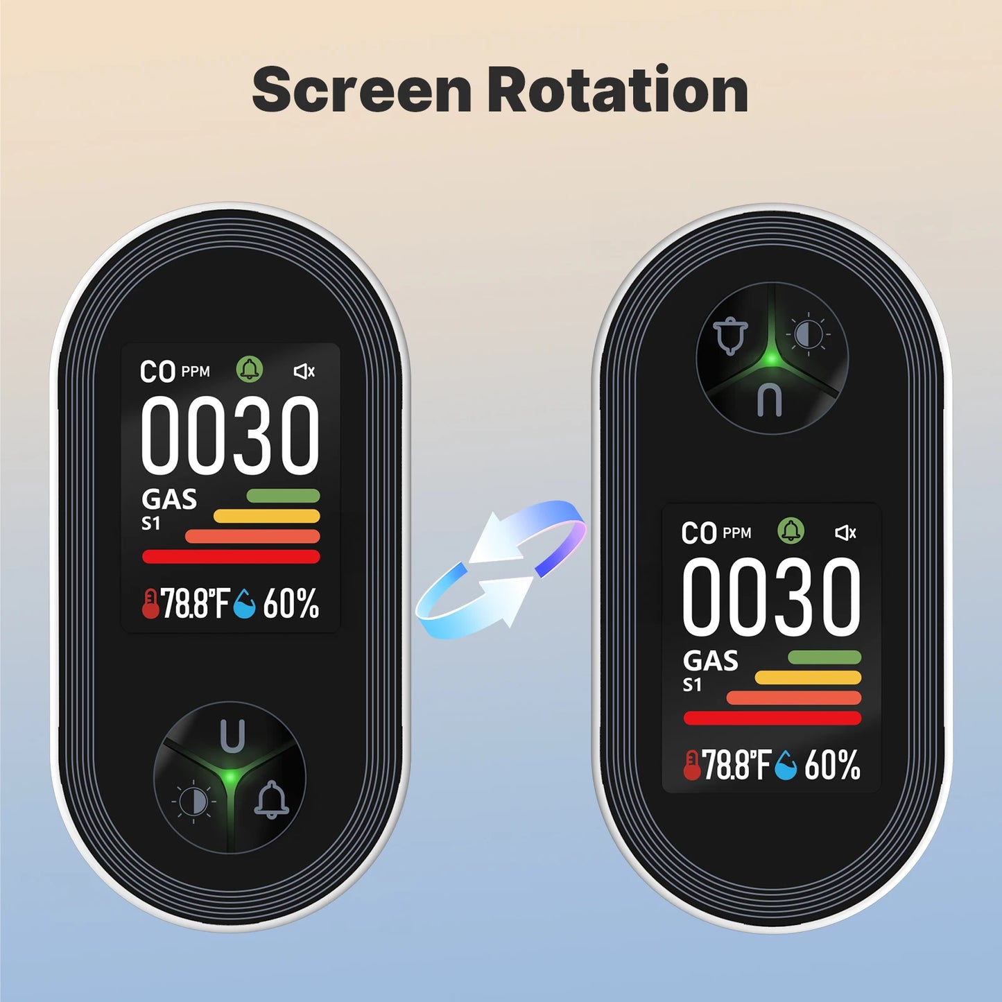 MOES 4-in-1 Carbon Monoxide Conbustible Gas Detector Built-in Monitor Alarm Plug-in Display with Humidity Temperature Sensor CO
