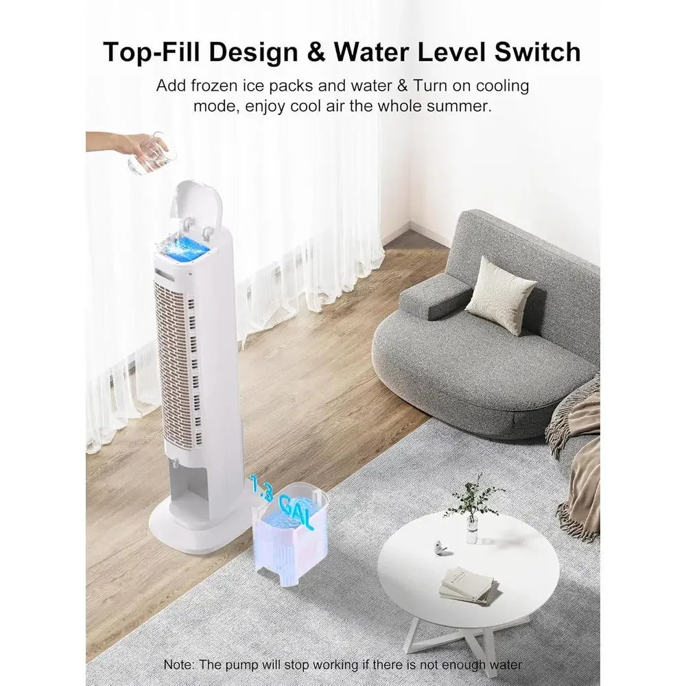 3-IN-1 Evaporative Air Cooler, Cooling Fans that Blow Cold Air with 120° Oscillation, 12H Timer, 3 Speeds, Portable Swamp Cooler