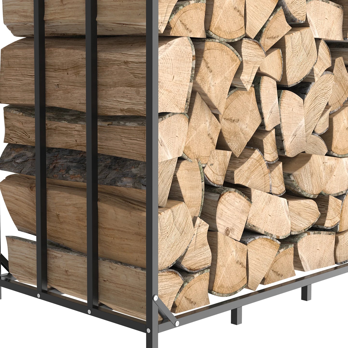 Heavy Duty Tall Metal Firewood Rack Stand with Top Cover Fireplace Wood Storage Stacking Holder for Outdoor Deck, Backyard