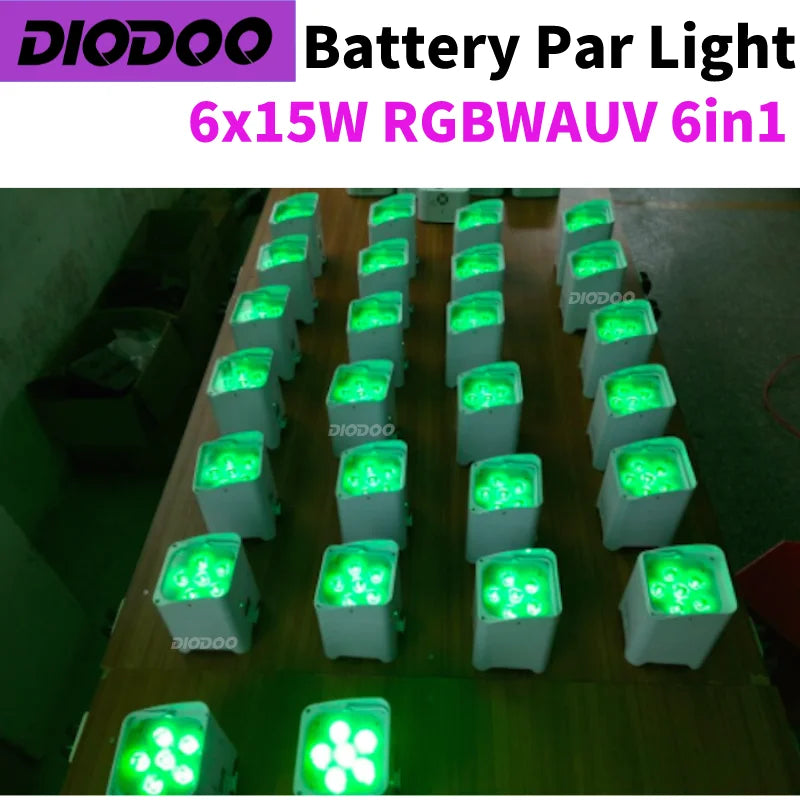 0 TAX 1~8pcs Wireless Battery Powered Par Light 6x18W RGBWAUV 6IN1 Flightcase Remote Control Portable Par LED Stage Effect Light