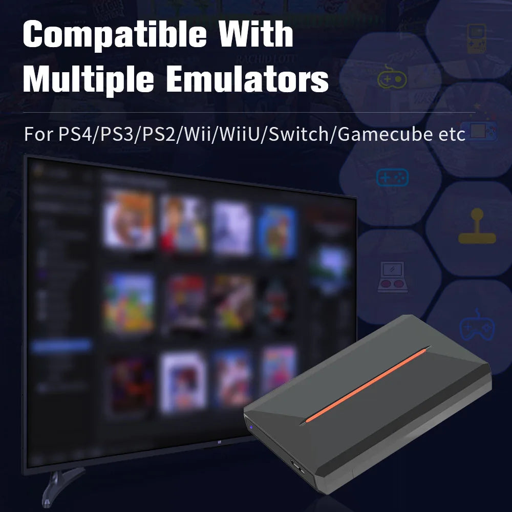 500GB Gaming HDD Launcbox System Emulator Console for PS4/PS3/Switch/PS2/Wii/Wiiu with 3700+ 3D/PC Games for Windows PC/Laptop