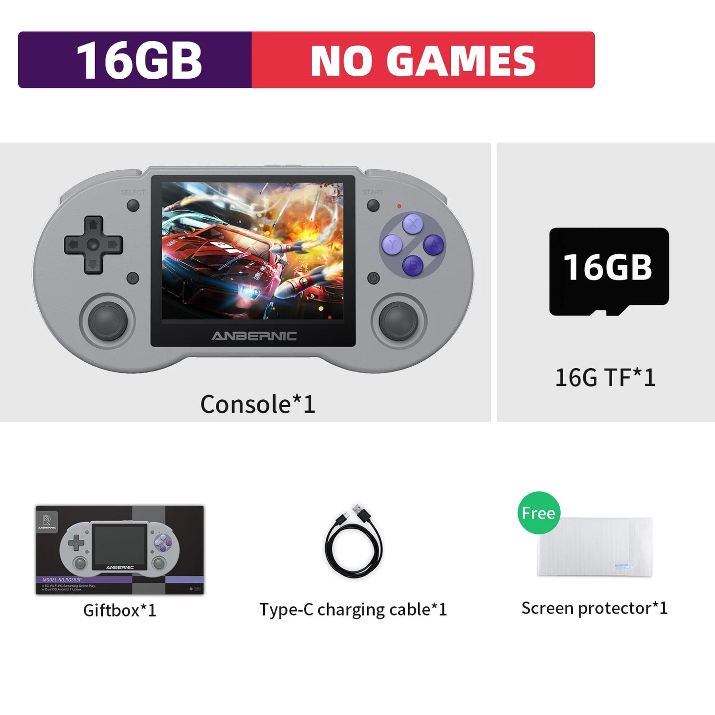 Anbernic RG353P Retro Handheld Video Game Console 3.5-inch IPS Screen Dual OS System RK3566 Bluetooth HD 5G Wifi Games Player