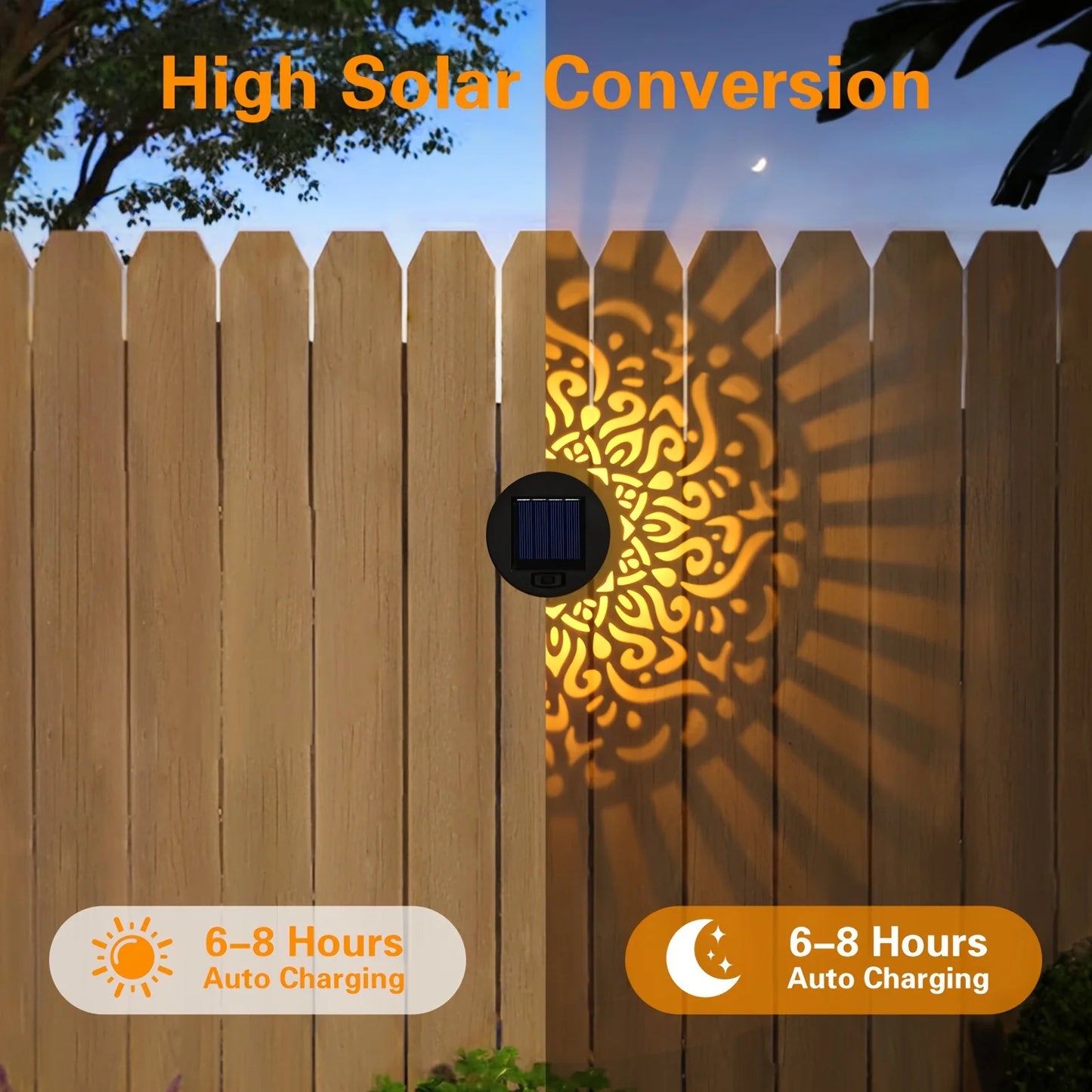 6-Pack Solar Outdoor Lights, Christmas Decor Lights, Mandala Theme IP65 Waterproof Lights For Garden, Terrace, Backyard, Patio