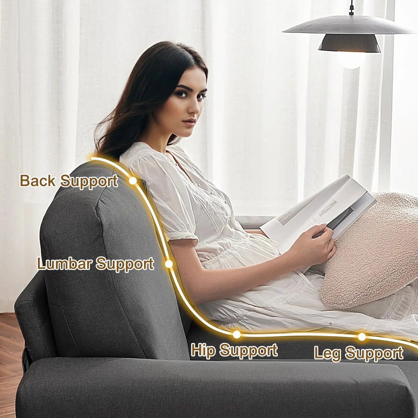 85 inch Grey 3 Seater Couches, Modern Cozy Deep Seat Sofa, Comfy Fluffy Couch for Living Room, Small Couches for, Customized