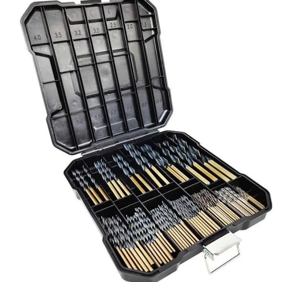 99 Pcs Titanium Coated Twist Drill Bit Set, 4241 HSS 135° Tip Metric Drill Bits Size From 1.5-10mm For Metalworking, Woodworking