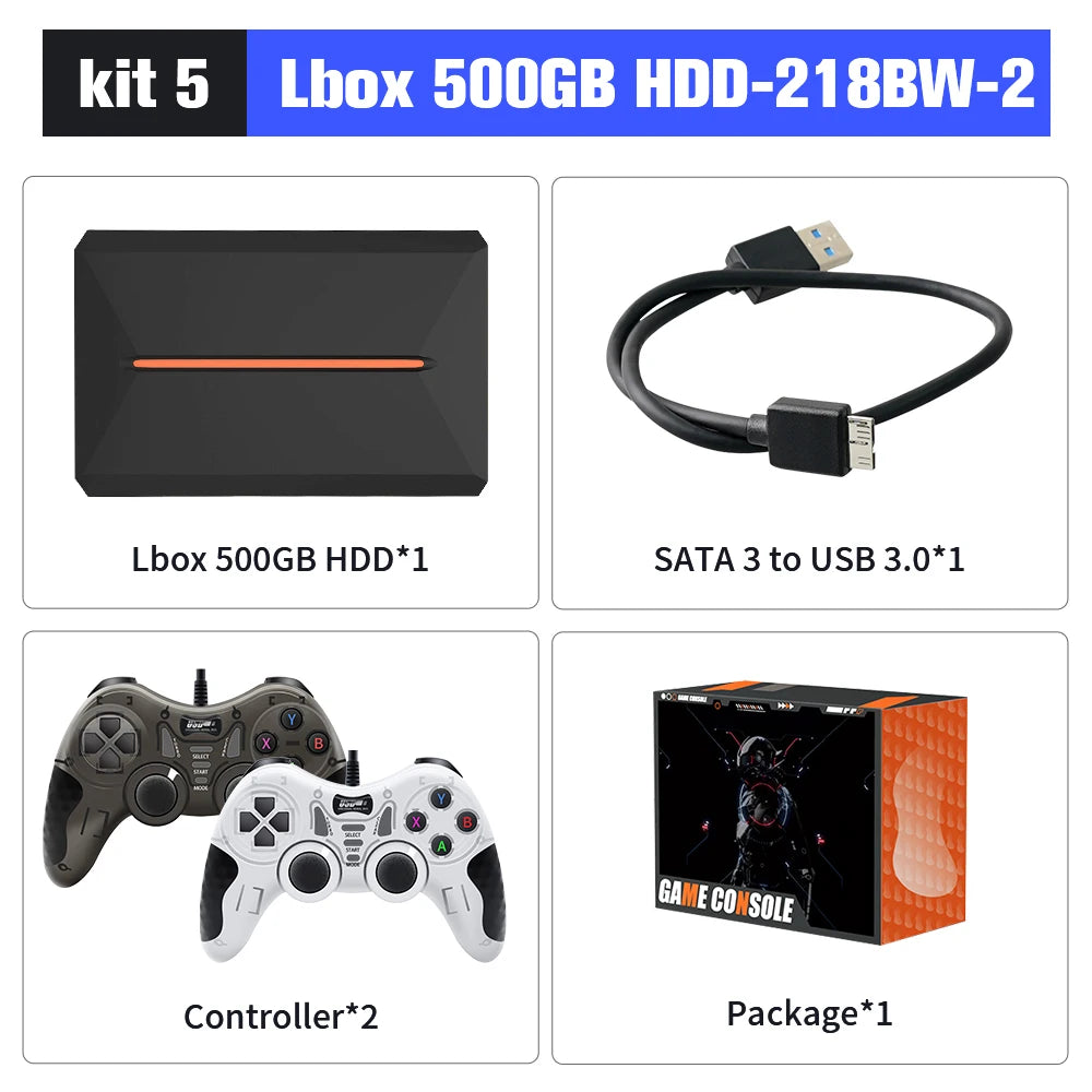 500GB Gaming HDD Launcbox System Emulator Console for PS4/PS3/Switch/PS2/Wii/Wiiu with 3700+ 3D/PC Games for Windows PC/Laptop