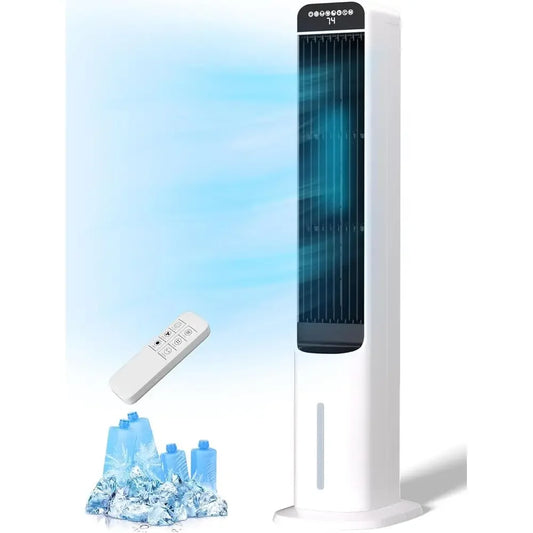 3-IN-1 Evaporative Air Cooler, Cooling Fans that Blow Cold Air with 120° Oscillation, 12H Timer, 3 Speeds, Portable Swamp Cooler