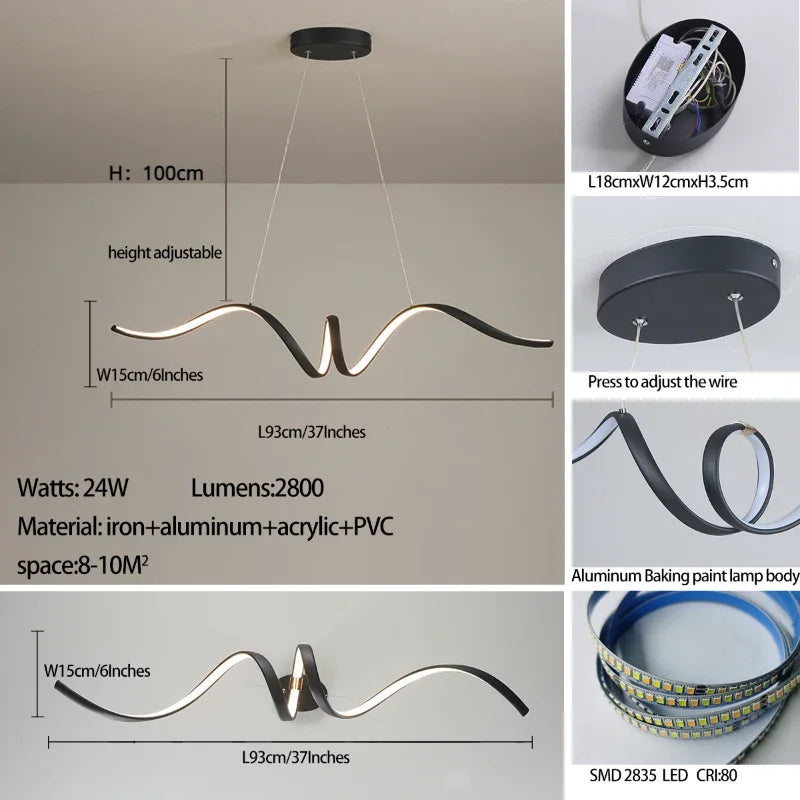 Nordic Modern Minimalism Pendant Lights Led Pendant Lamp Dining Room Kitchen Island Led Chandelier Dining Table Remote Control
