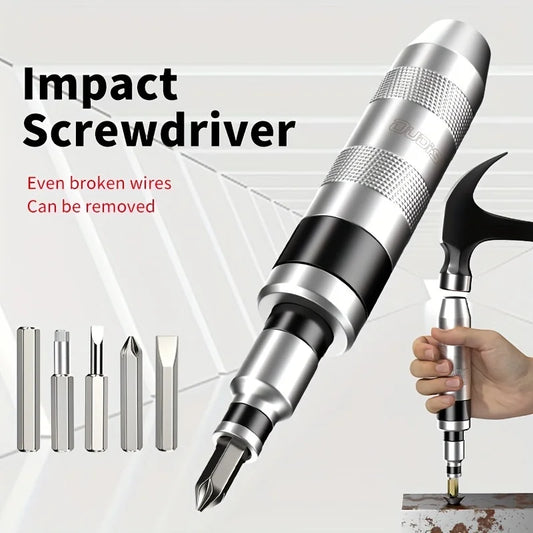 Heavy-Duty Impact Screwdriver Set - Manual Power Tool for Stubborn Screws, Automotive & Machinery Repair - Chrome Vanadium Steel
