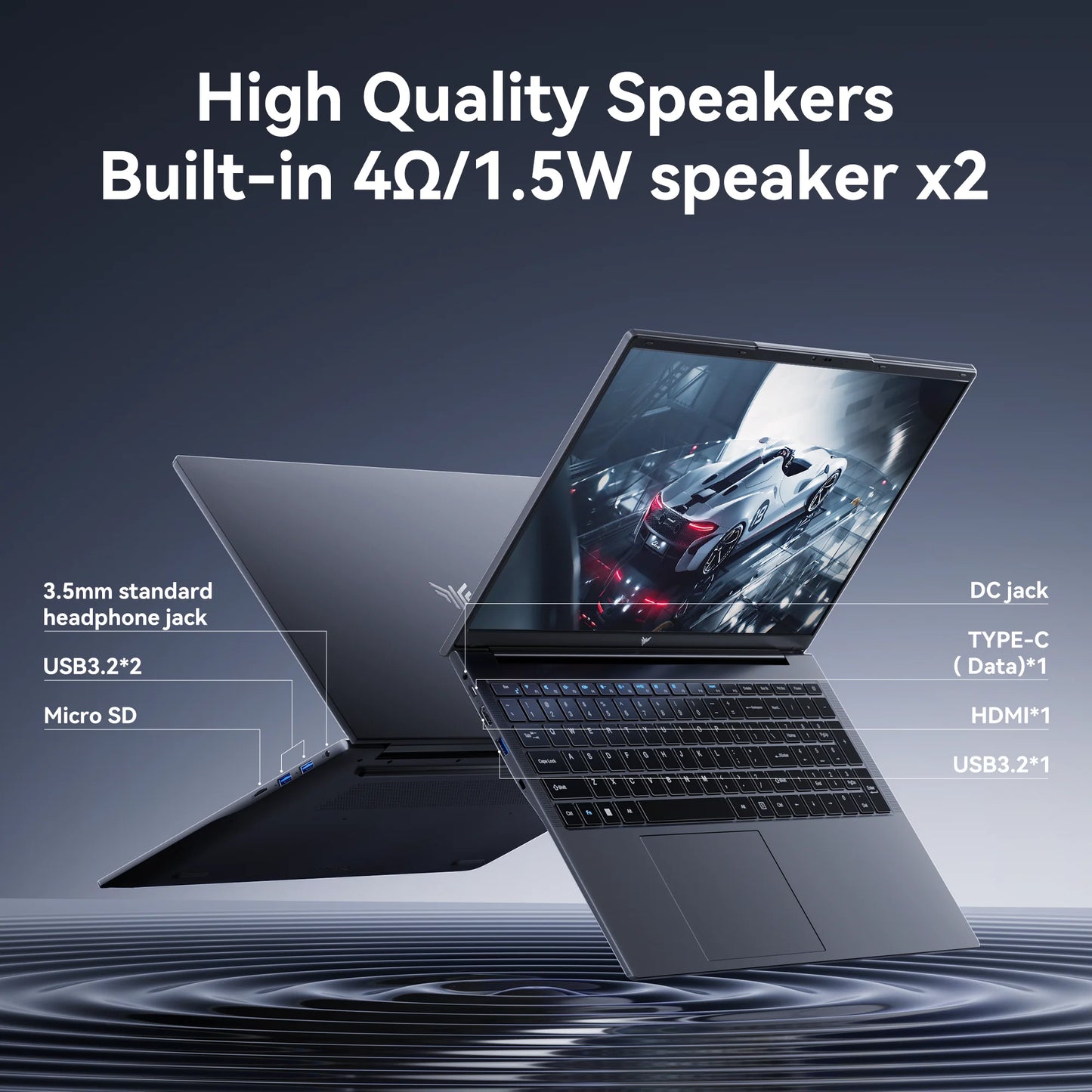 NIPOGI 17.3" Laptop FHD 1920×1080 Display, 16GB RAM 512GB SSD Laptop, Windows 11 Laptops Computer, HDMI, Type-C, USB3.2,Light&Th